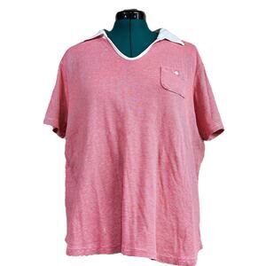 Just My Size Collared Red White Striped Tee Shirt Plus Size 18W/20W Short Sleeve